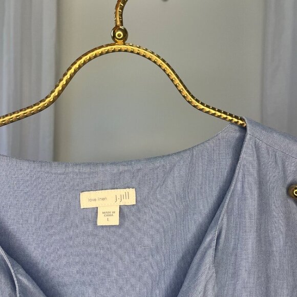 J Jill Linen Sleeveless Dress Blue Shift Dress Size LARGE Casual Summer - Picture 3 of 6